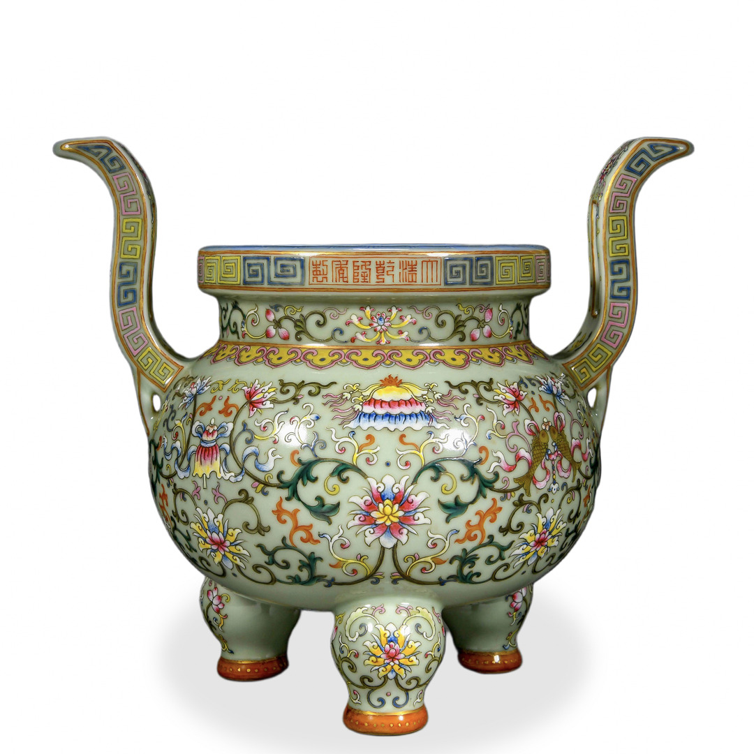 Celadon-Ground Famille Rose Censer